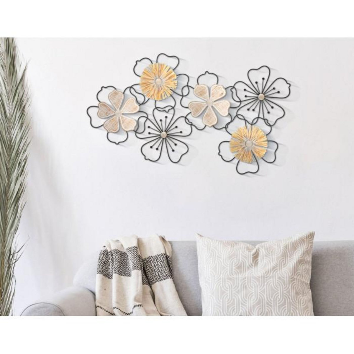 Paris Prix Décoration Murale en Métal  Itis  75cm Noir & Naturel