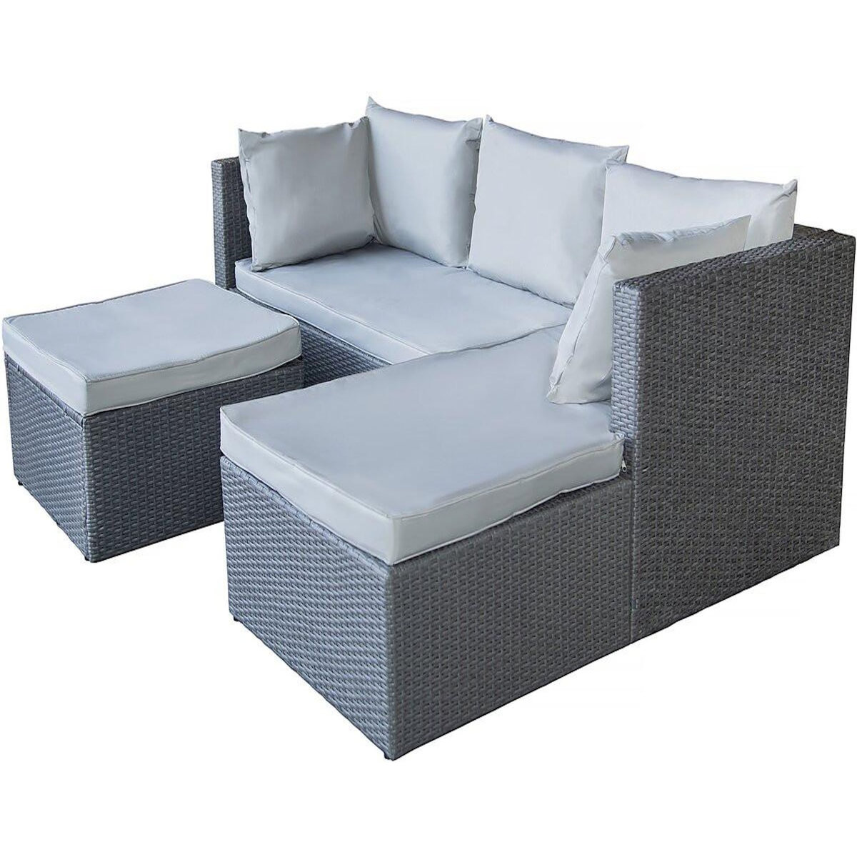 Habitat et Jardin Salon de jardin bas en résine tressée  Diya  3 places - Gris clair