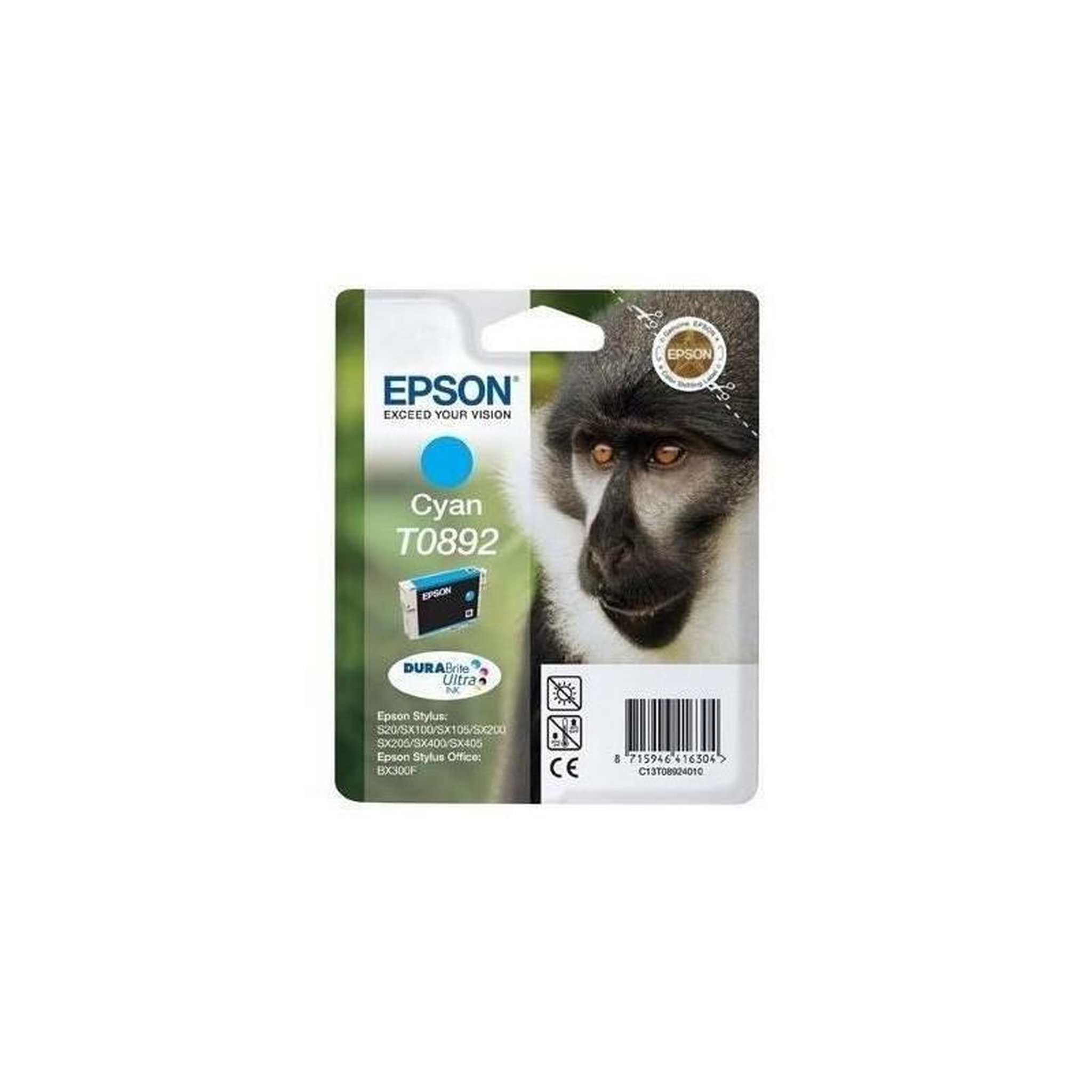 Epson EPSON Cartouche d'encre T0892 Cyan - Singe (C13T08924011)