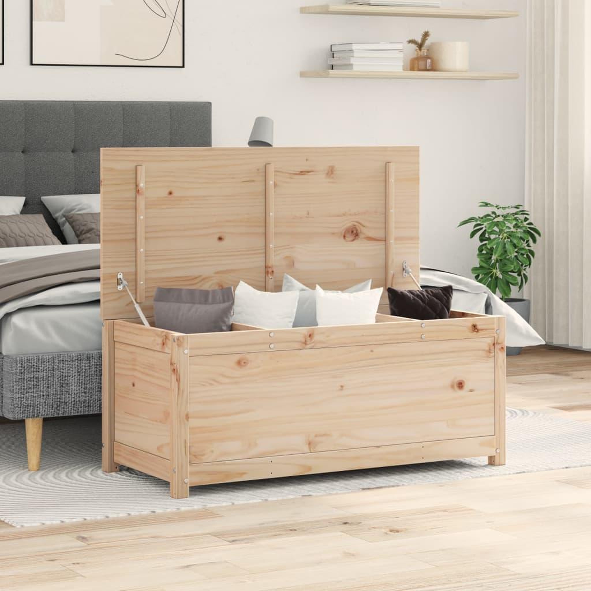 VIDAXL Boîte de rangement 110x50x45,5 cm Bois massif de pin