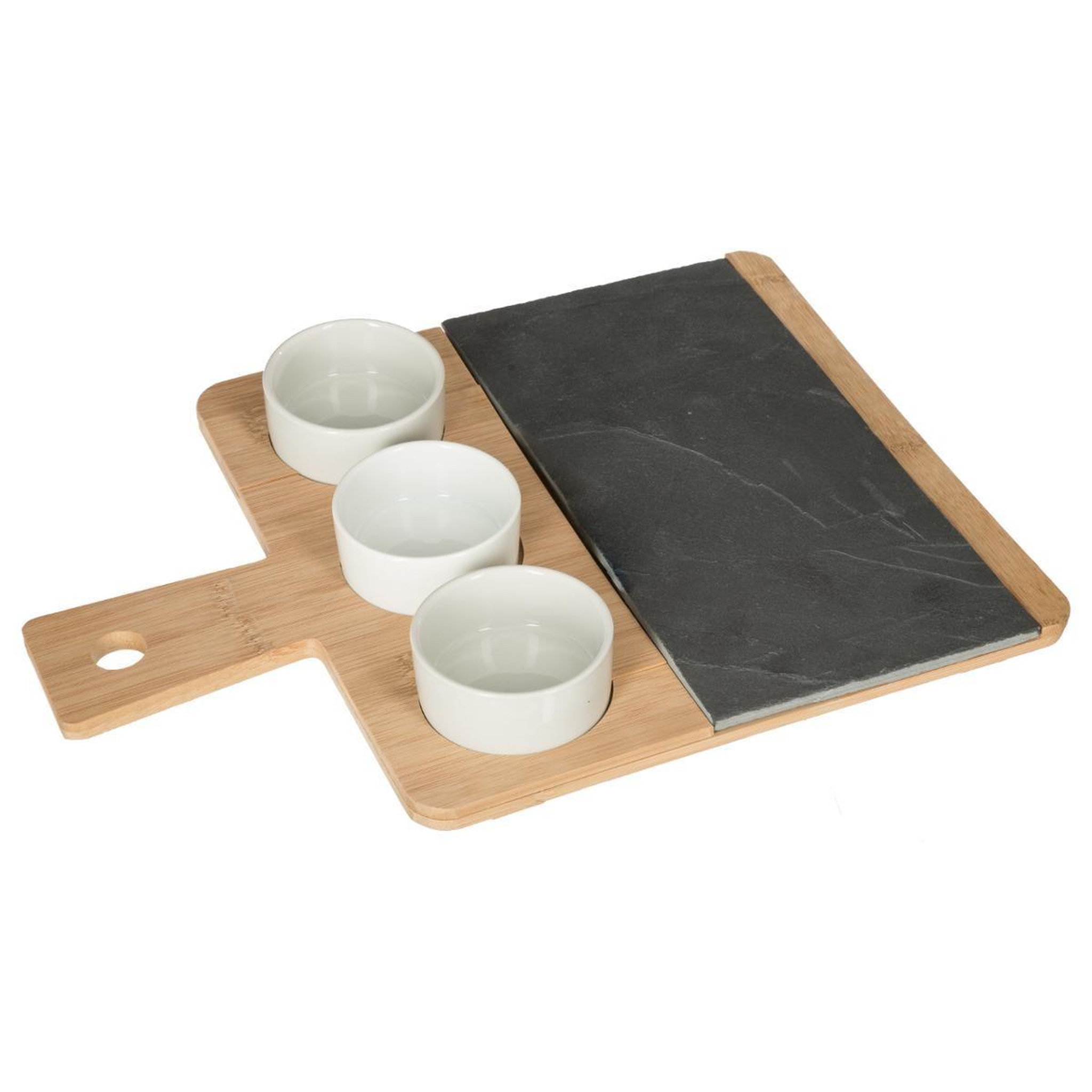 SECRET DE GOURMET Set apéritif 4 pièces  ardoise  35cm naturel