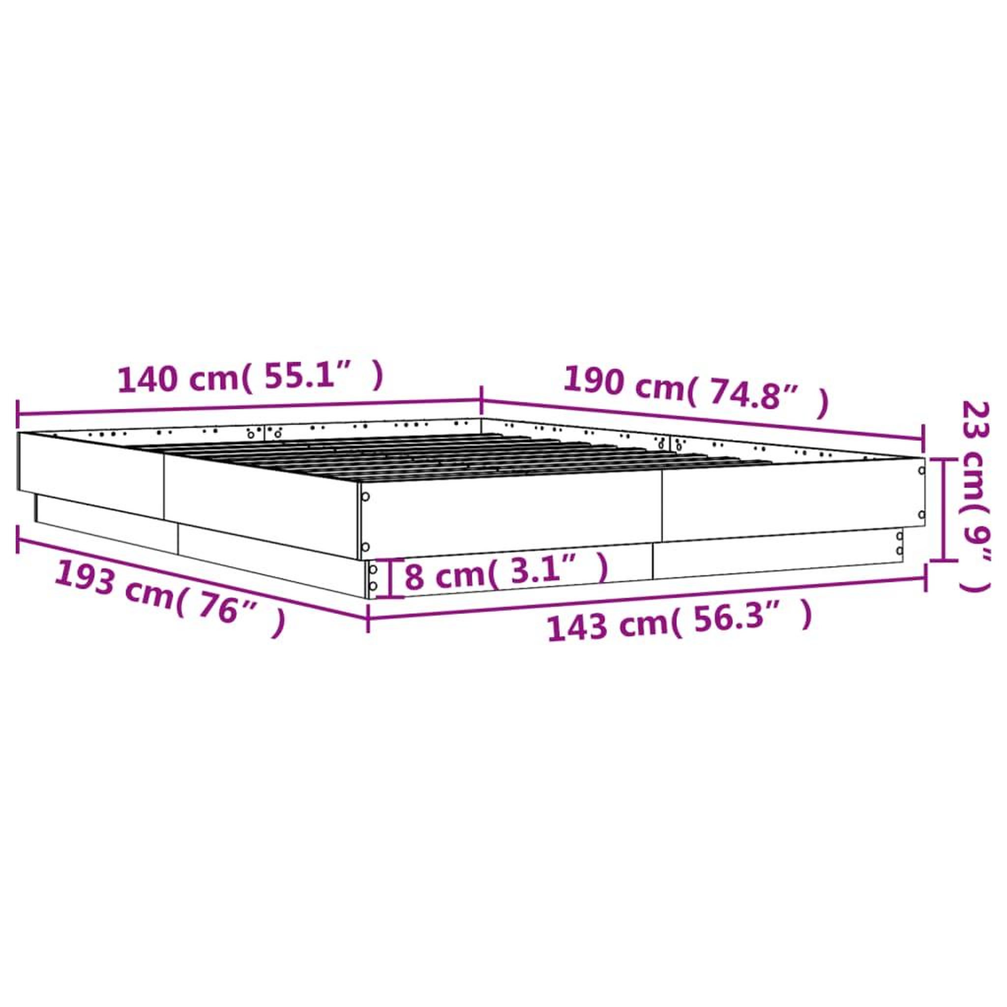 Voir la diapositive 6 : VIDAXL Cadre de lit sans matelas blanc 140x190 cm