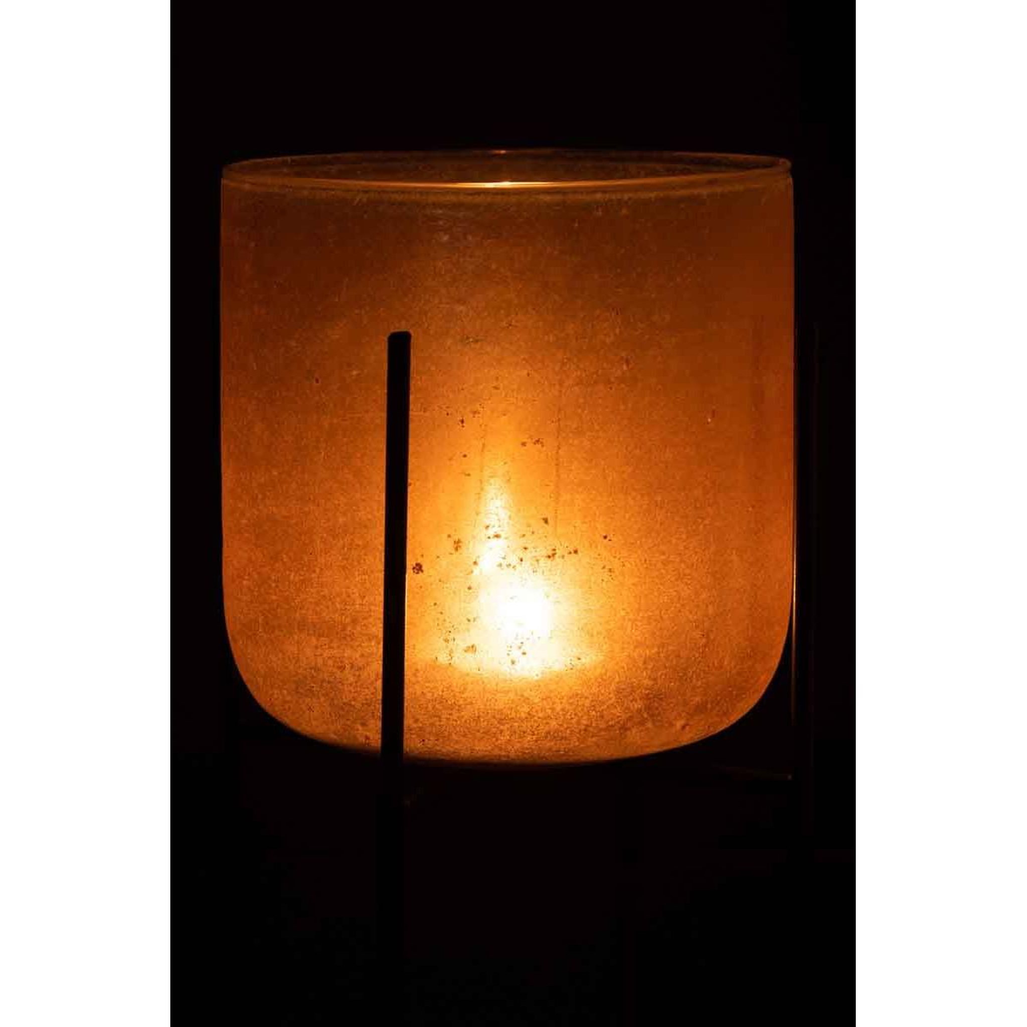 Voir la diapositive 3 : J-LINE Photophore sur Pied Déco  Astor  22cm Ambre