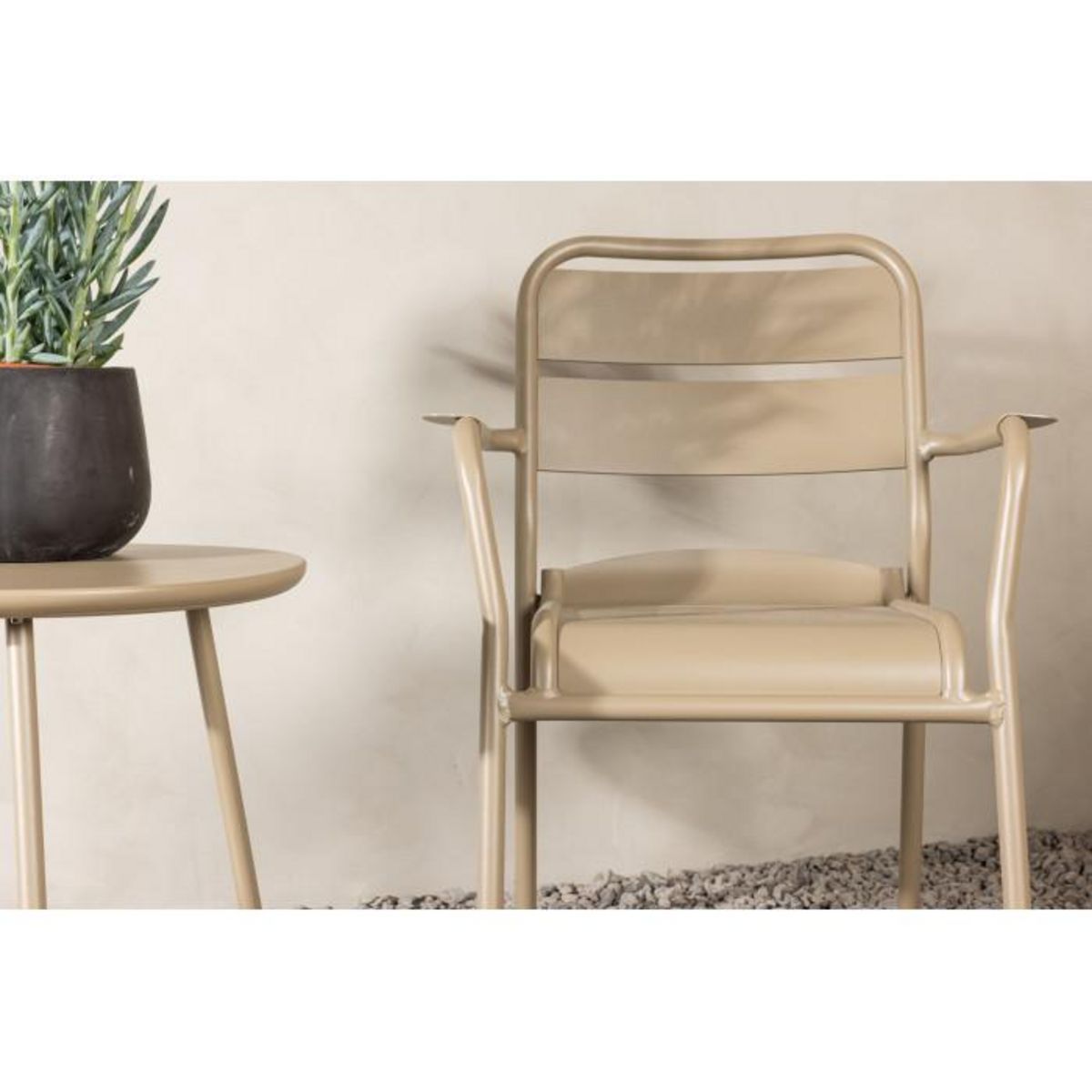 Paris Prix Ensemble Table d'Appoint de Jardin & 2 Chaises  Faro  55cm Beige