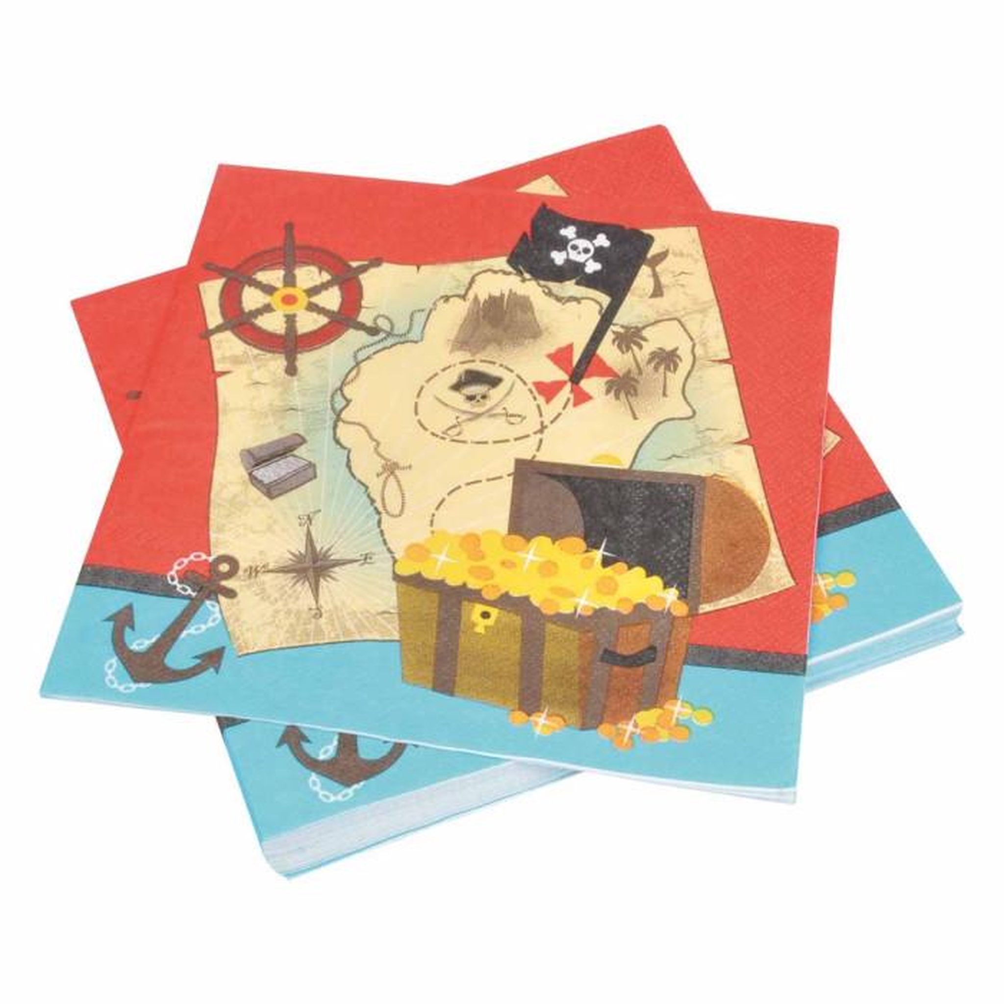 Paris Prix Lot de 20 Serviettes en Papier  Pirate  33x33cm Rouge