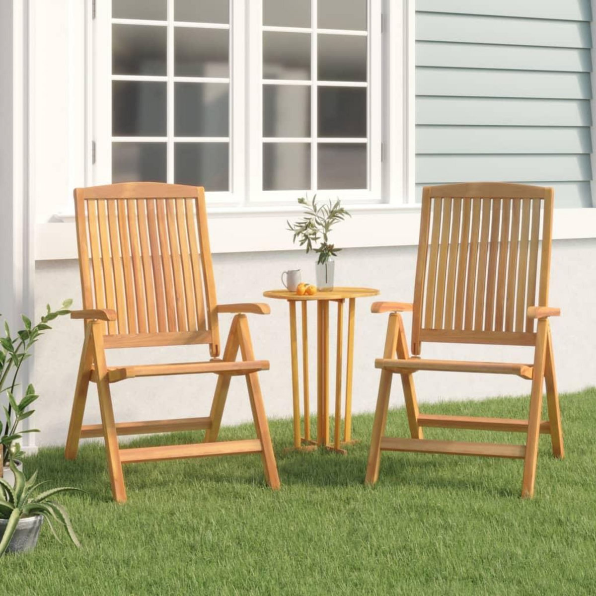 VIDAXL Chaises de jardin inclinables lot de 2 bois massif de teck