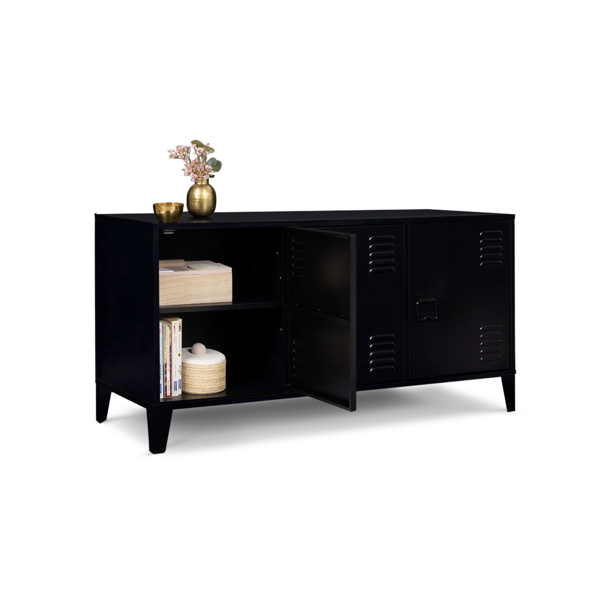 Voir la diapositive 1 : Meuble TV métal 3 portes L160 cm JAMES