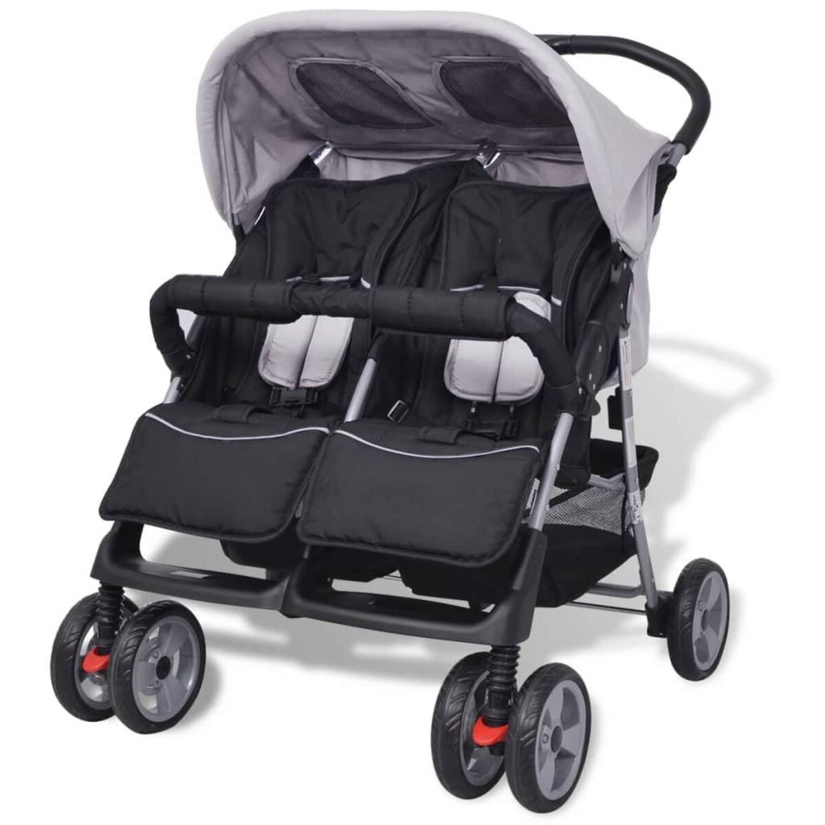 vidaXL Poussette pour bébé 3-en-1 Gris foncé et noir Acier