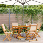 VIDAXL Chaises de jardin pliantes lot de 4 beige tissu et bois massif