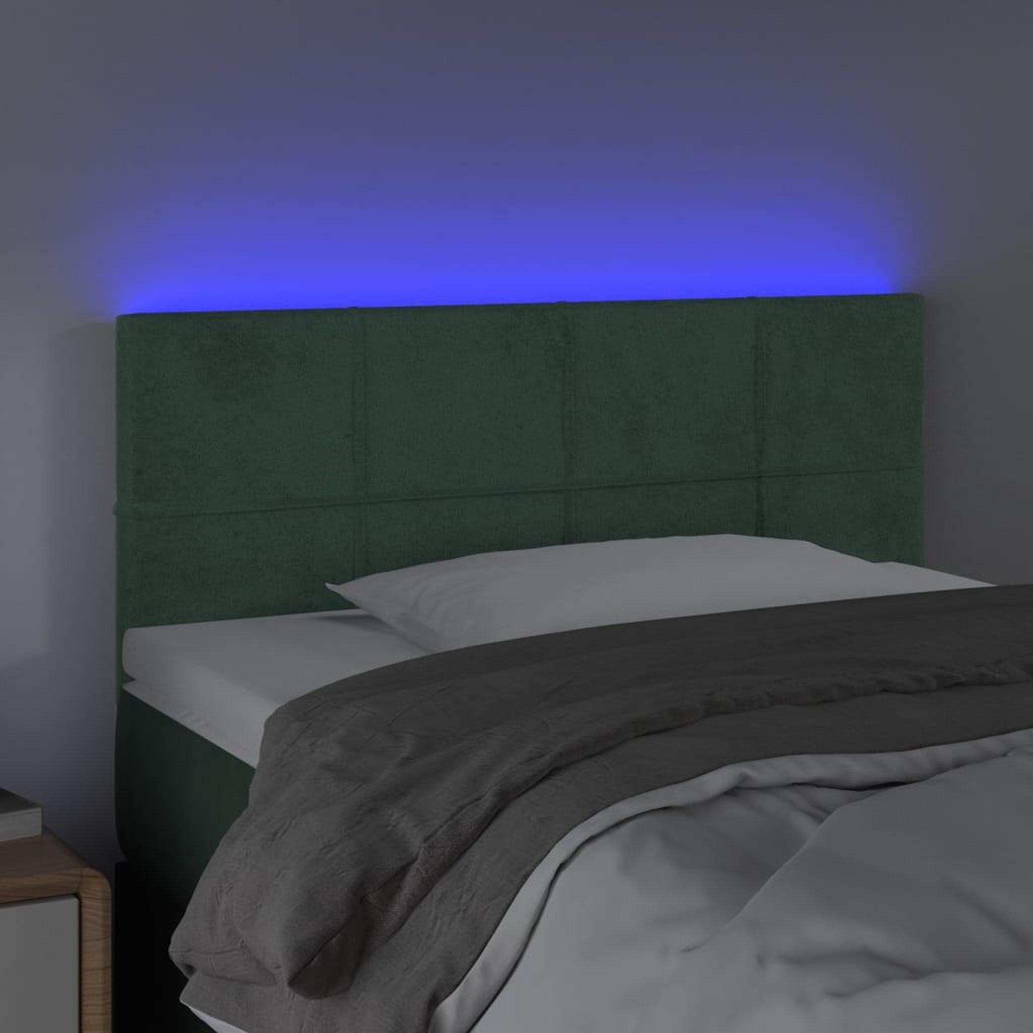 Voir la diapositive 3 : VIDAXL Tete de lit a LED Vert fonce 90x5x78/88 cm Velours