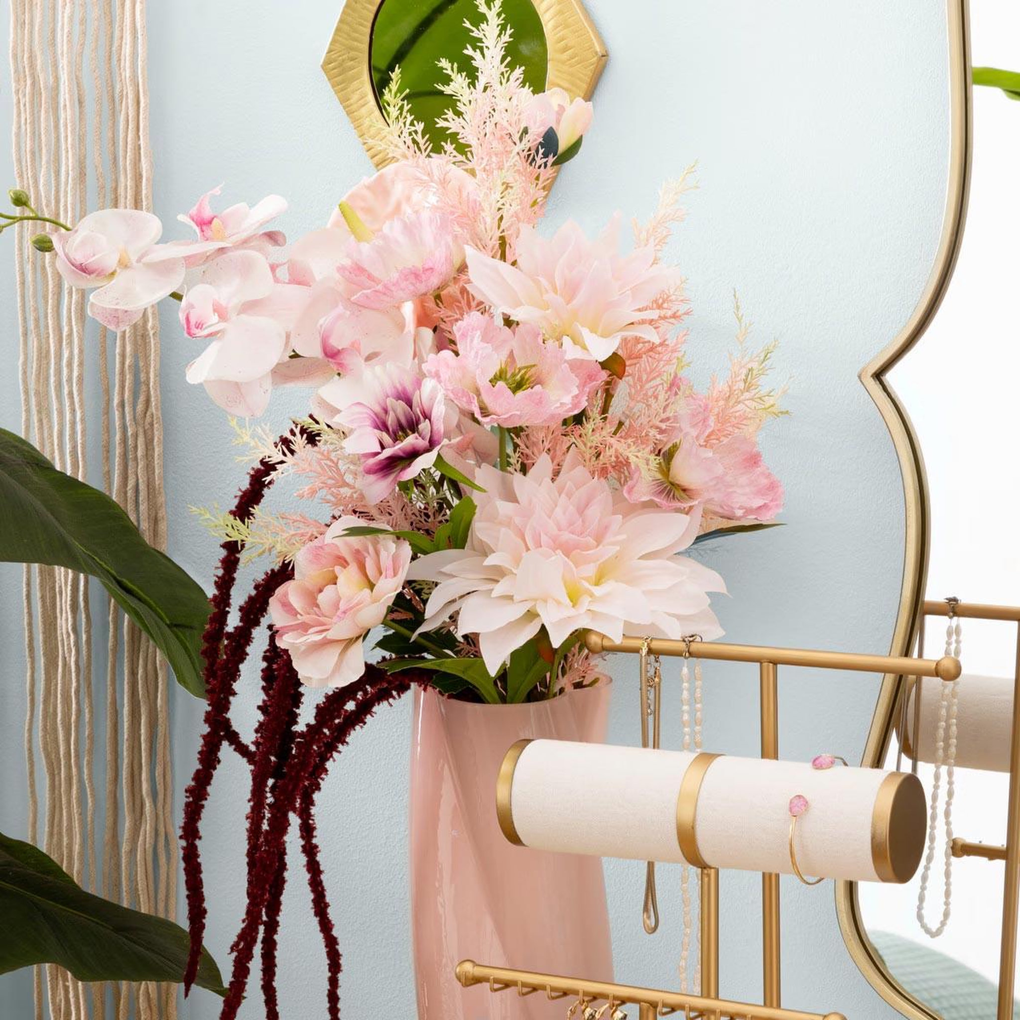Voir la diapositive 3 : ATMOSPHERA Bouquet artificiel composé  wild romance  60cm rose