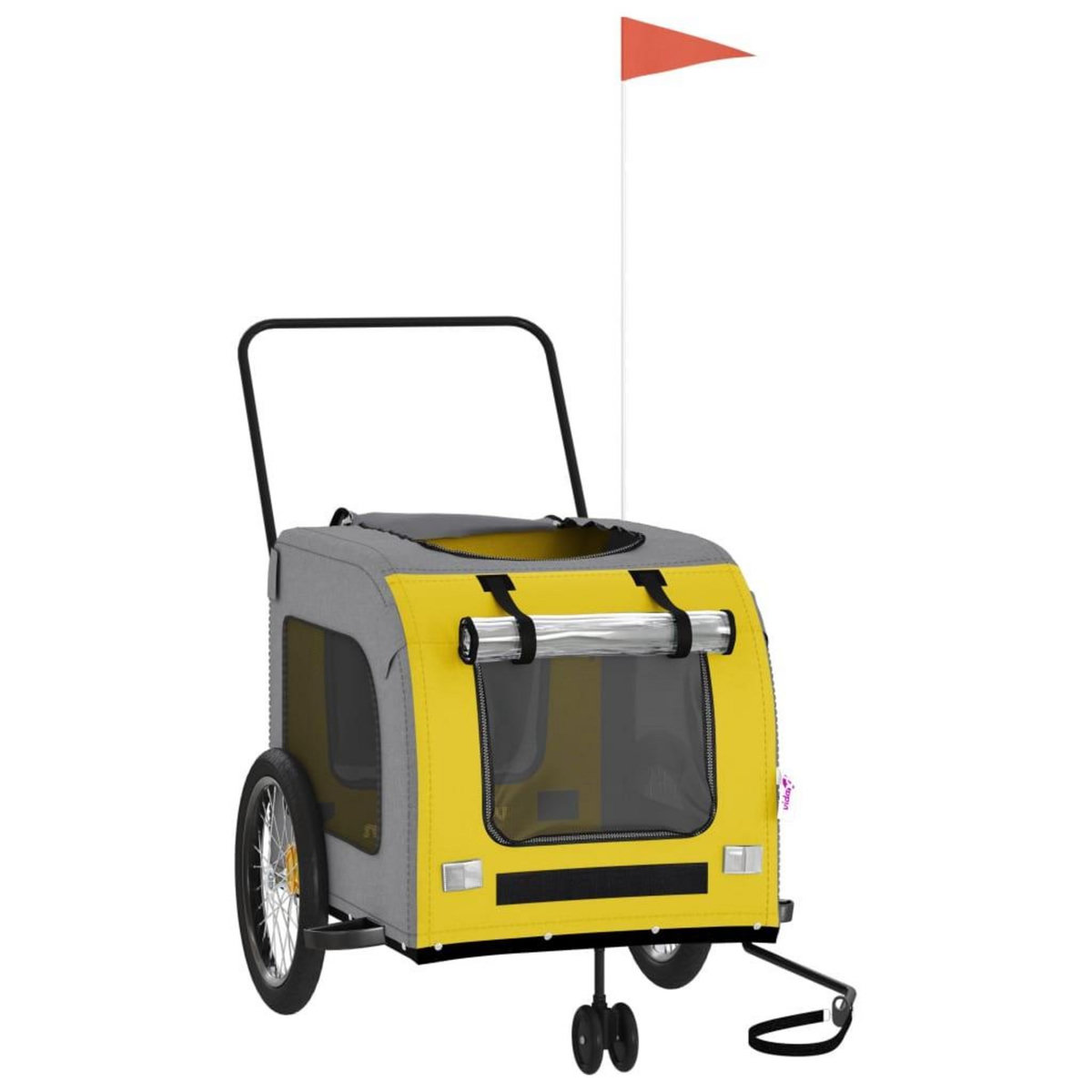 VIDAXL Remorque de velo pour animaux de compagnie jaune et gris