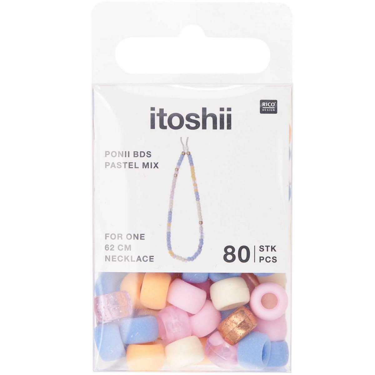 RICO DESIGN Itoshii pack de 80 perles Ponii pastel mix