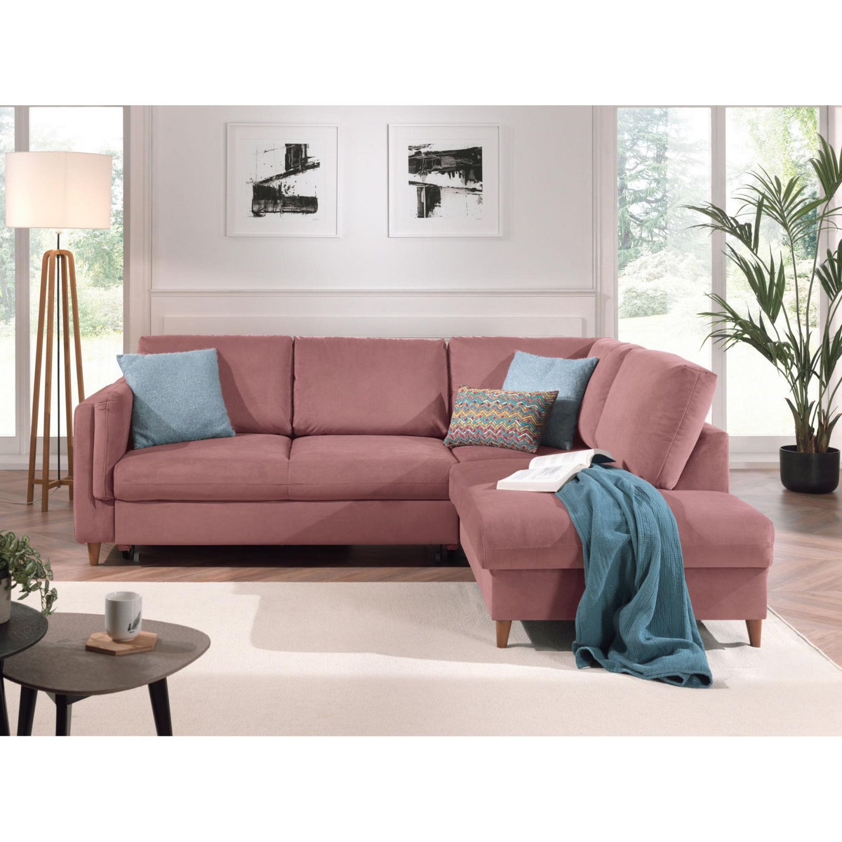 LISA DESIGN Brooke - canapé d'angle droit - convertible - 5 places - en velours