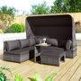 Voir la diapositive 2 : MERAX Salon de jardin 6 places en Rattan avec canapé à toit, pouf, fauteuils et table, gris