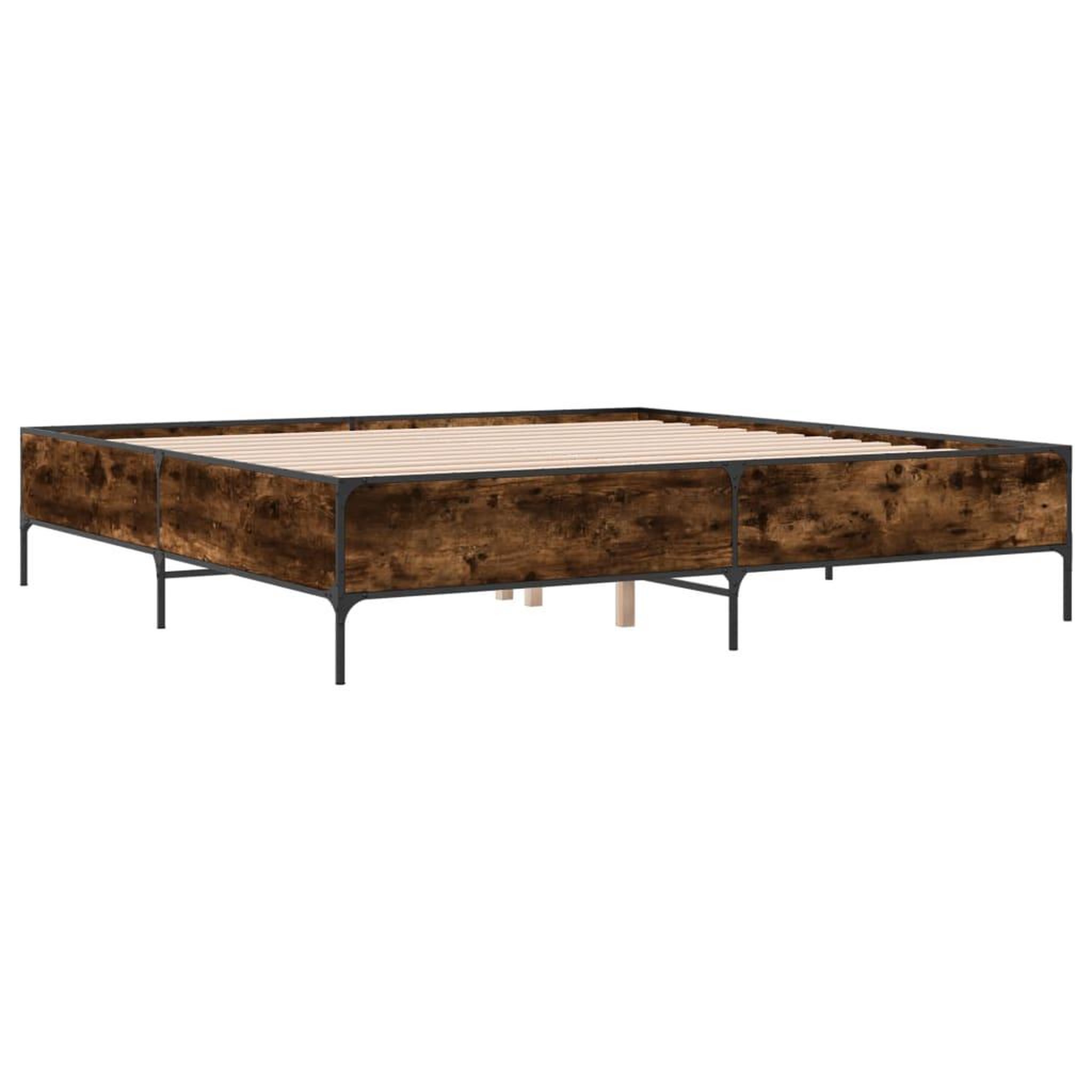 Voir la diapositive 3 : VIDAXL Cadre de lit sans matelas chene fume 200x200 cm