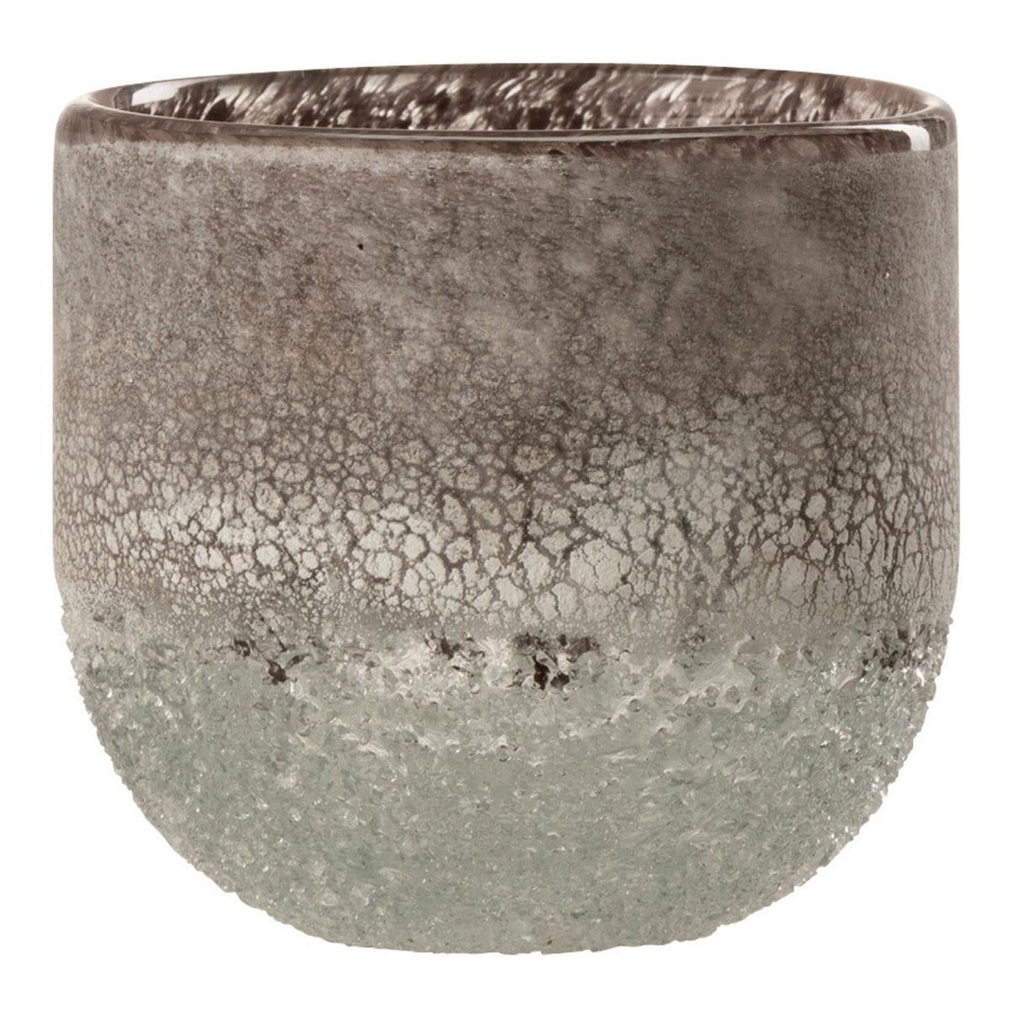 J-LINE Photophore en Verre Design  Scavo  10cm Gris