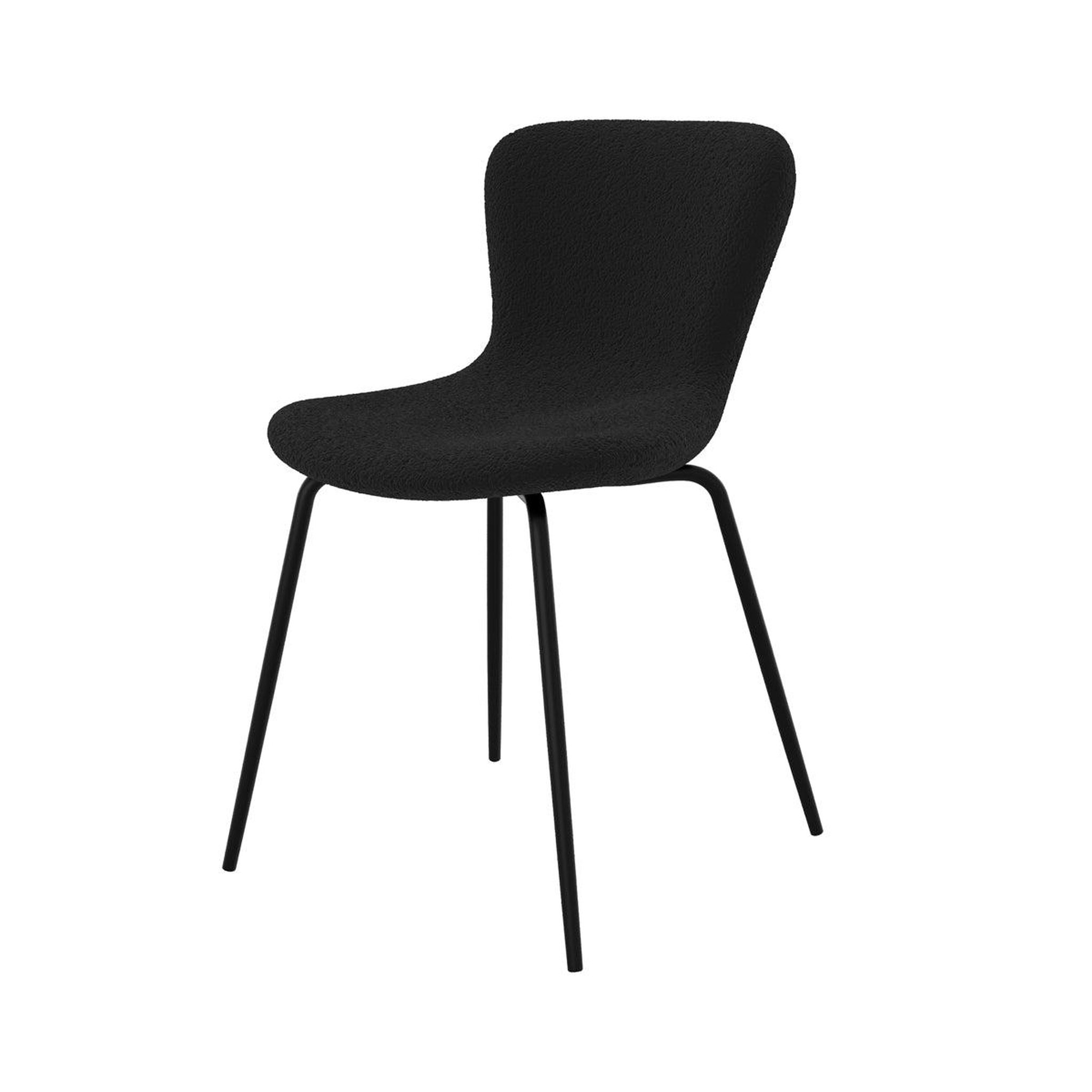 Voir la diapositive 5 : MAISON PAVANE Lot de 2 chaises effet laine bouclette noire et pieds en métal-koko