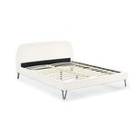 CONCEPT USINE Structure de lit 160 x 200 cm en velours beige et pieds noirs PHOENIX