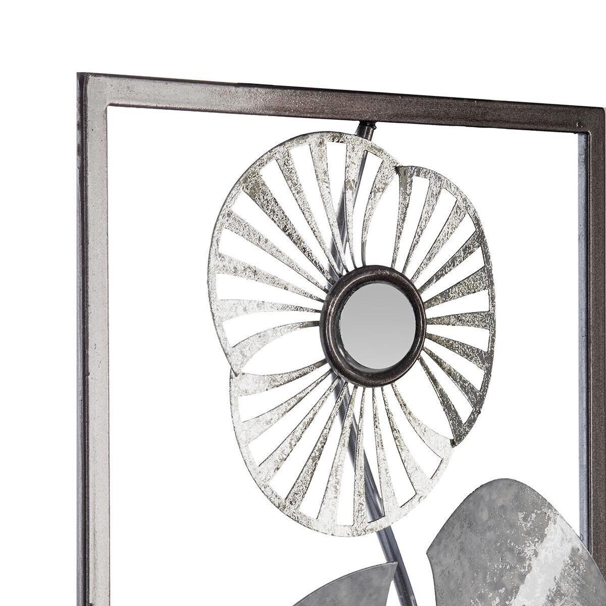 Voir la diapositive 2 : ATMOSPHERA Décoration murale en métal  fleurs  61cm argent