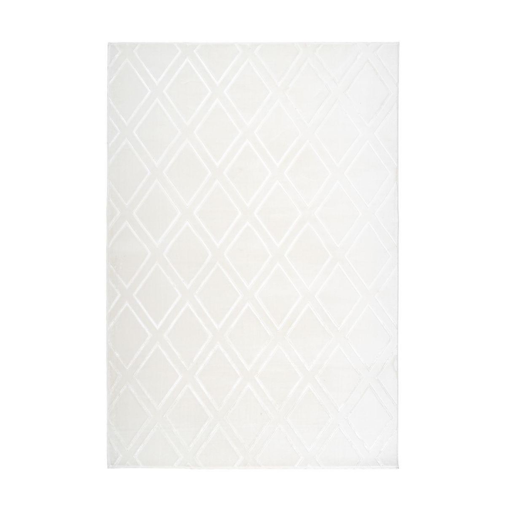 Paris Prix Tapis imprimé losange fait main  monroe iii  blanc. Coloris disponibles : Blanc
