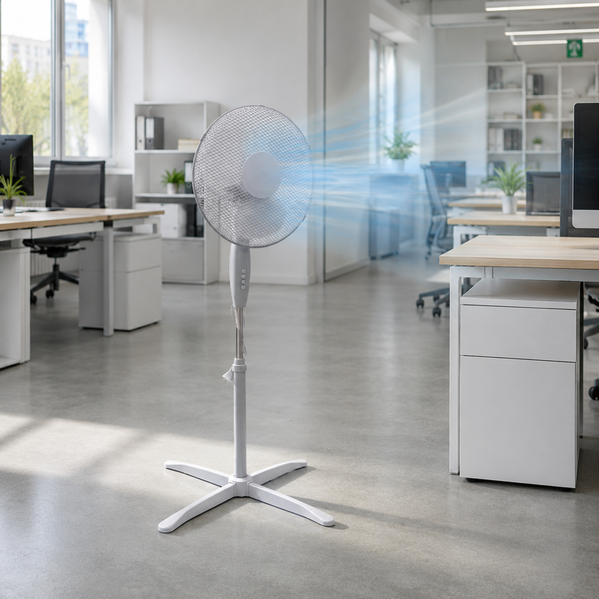 Voir la diapositive 2 : Ventilateur sur pied hauteur ajustable – gris 40w