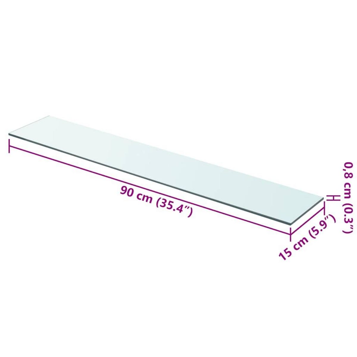 VIDAXL Panneaux d'etagere 2 pcs Verre Transparent 90 x 15 cm