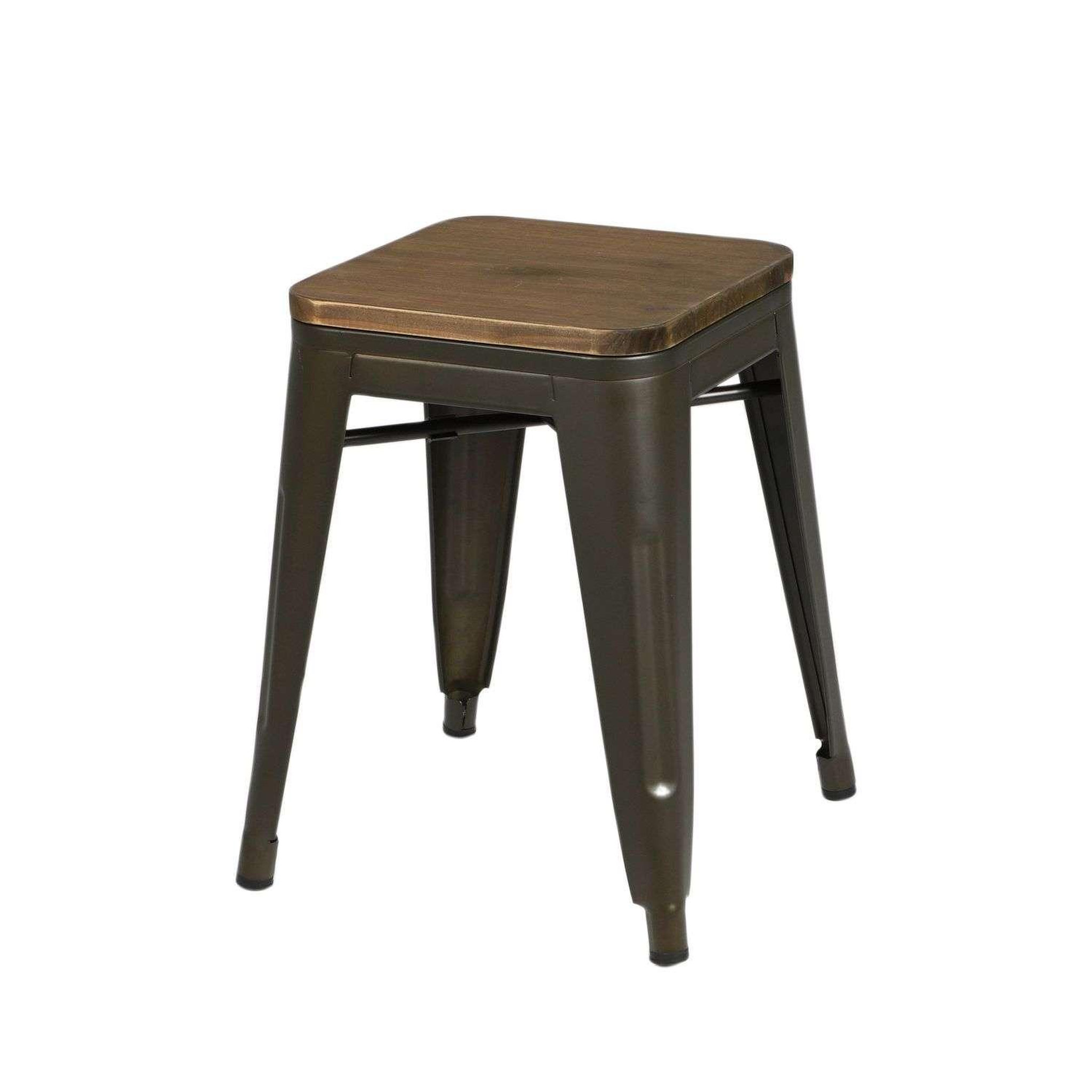 Voir la diapositive 2 : TOILINUX Lot de 4 tabourets vintage liv h46 cm - gris industriel