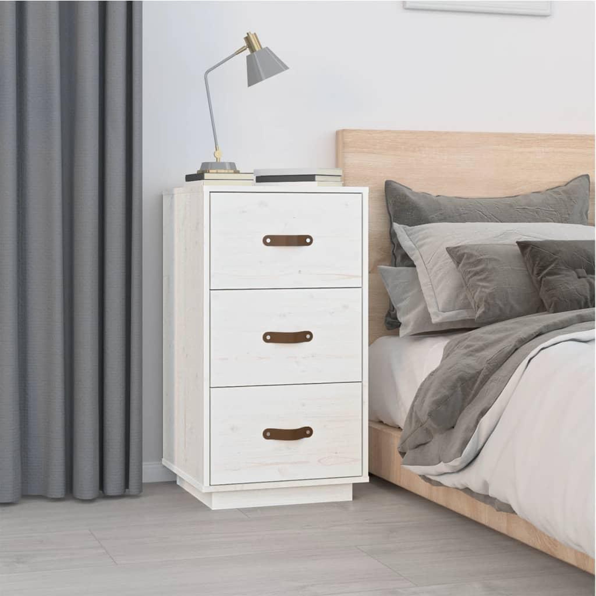 Voir la diapositive 1 : VIDAXL Table de chevet Blanc 40x40x75 cm Bois de pin solide