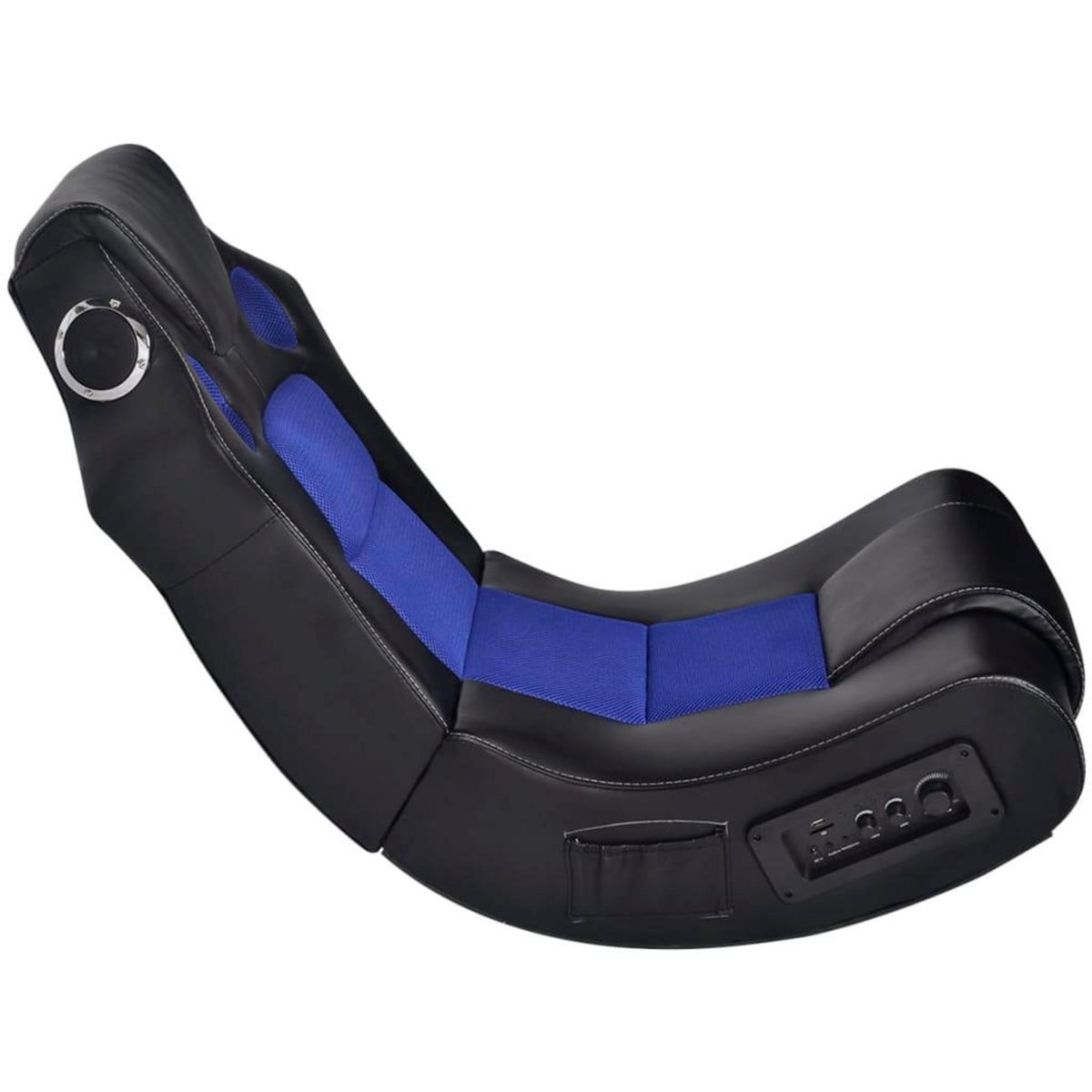 VIDAXL Fauteuil a bascule a enceinte Noir et bleu Similicuir