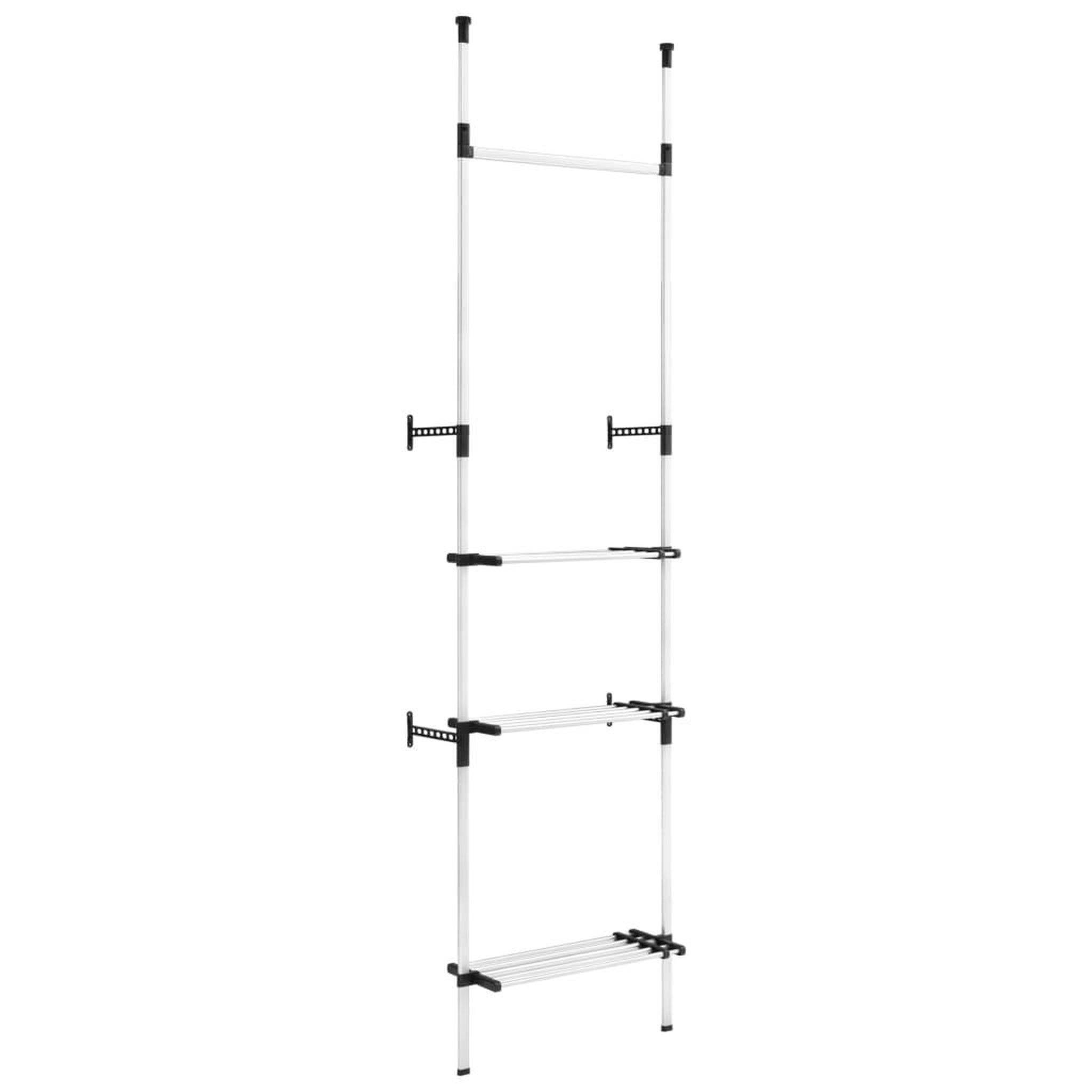Voir la diapositive 2 : VIDAXL Systeme de garde-robe telescopique barres et etagere aluminium
