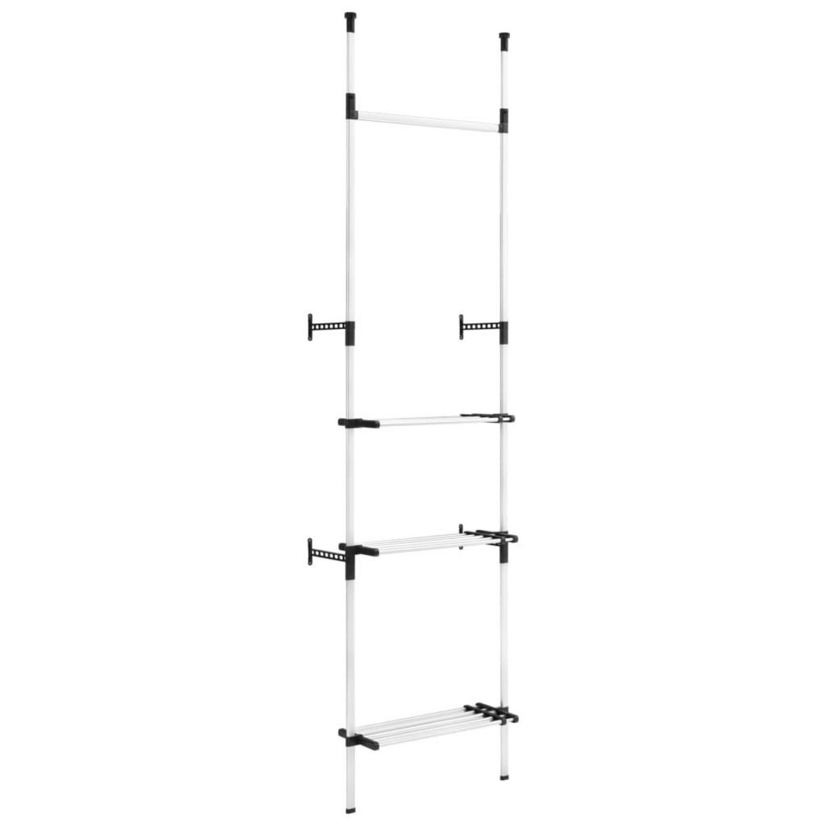 VIDAXL Systeme de garde-robe telescopique barres et etagere Aluminium