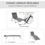Voir la diapositive 4 : OUTSUNNY Bain de soleil transat pliable dossier réglable multi-positions matelassage tétière alu textilène gris
