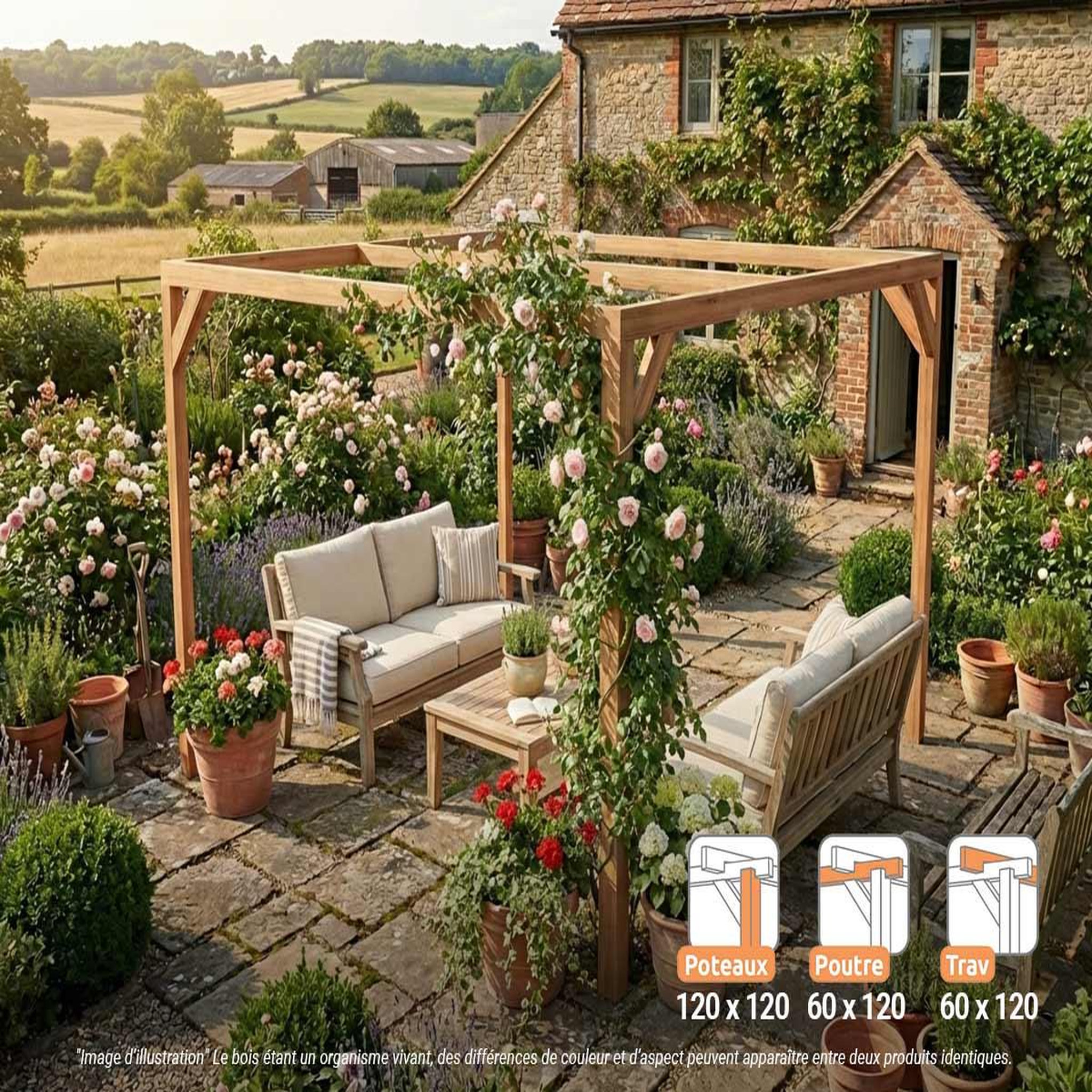 JARDIDECO Pergola en bois lamellé-collé caen 300 x 300 cm - maderland