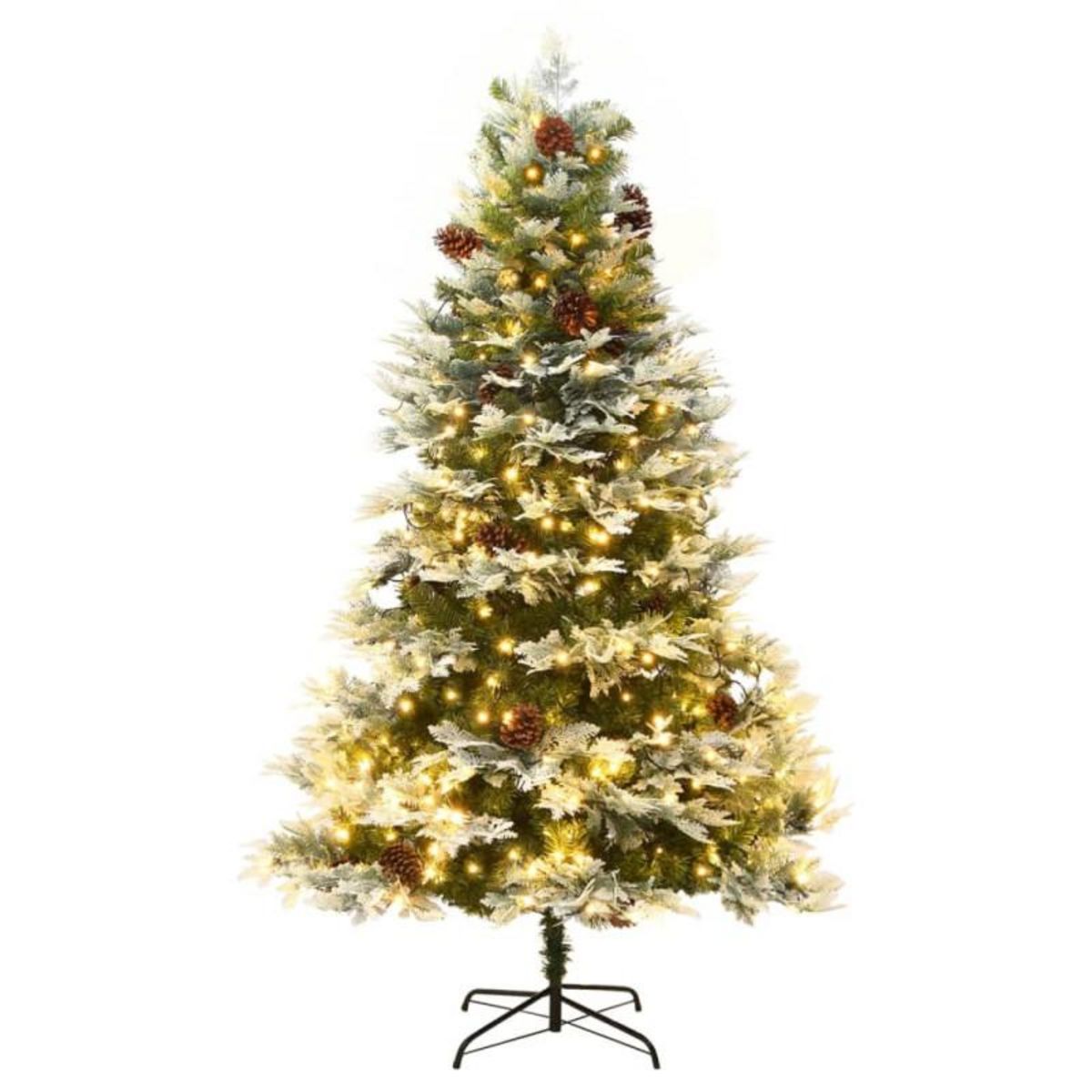 VIDAXL Sapin de Noël pré éclairé et pommes de pin vert 195cm PVC et PE
