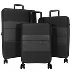 David Jones Lot 3 valises rigides dont 1 cabine TSA. Coloris disponibles : Noir, Vert, Bleu