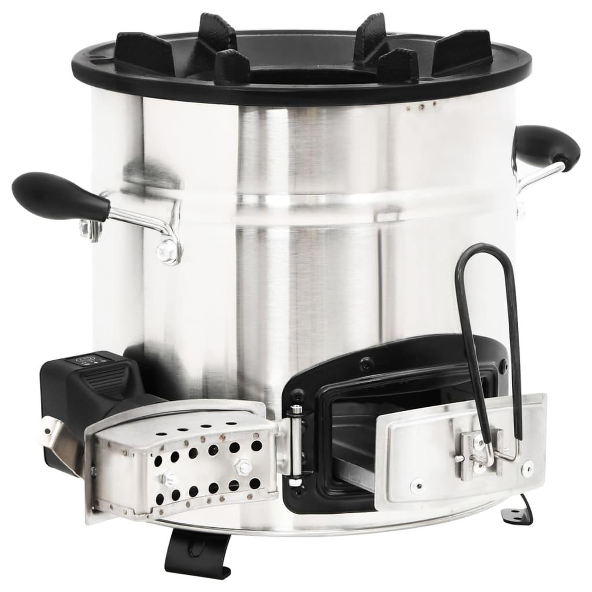 Voir la diapositive 4 : VIDAXL Poele a bois avec ventilateur USB Argente 35,5x26x28 cm Inox
