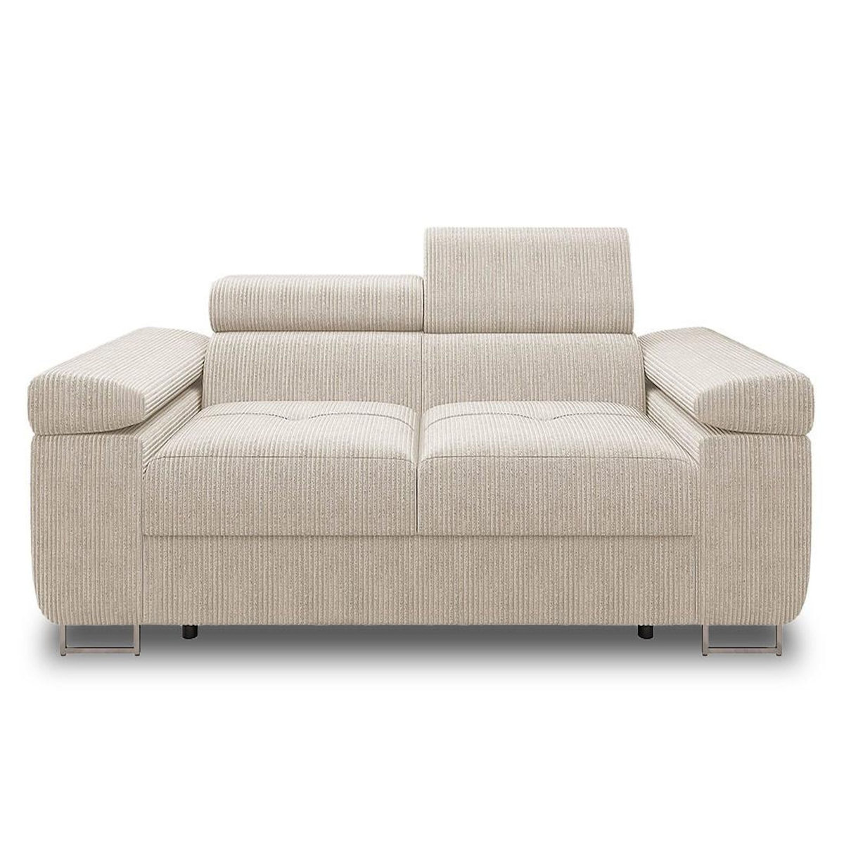 BEST MOBILIER Pablo - canapé droit 2 places avec têtières ajustables - en velours côtelé
