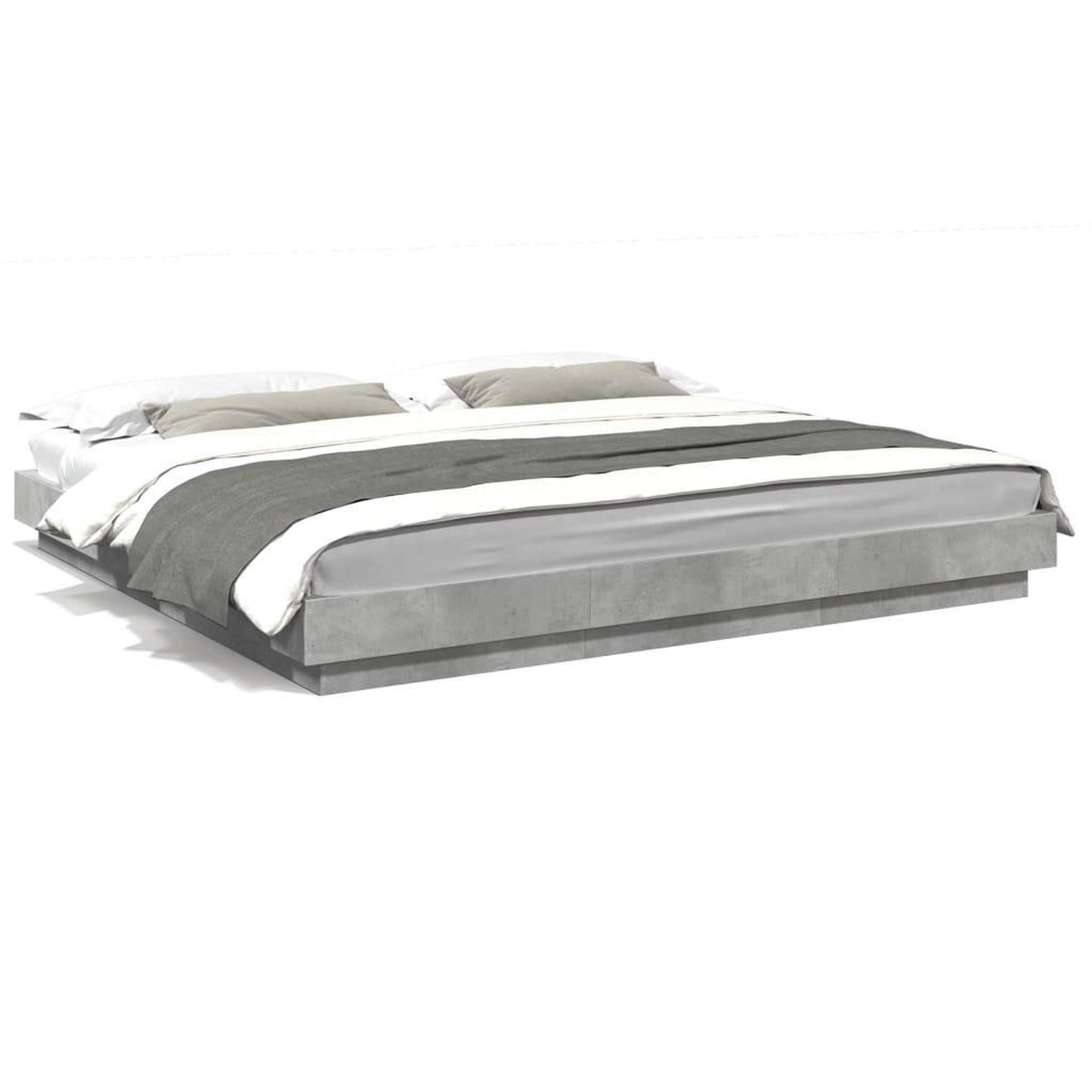 Voir la diapositive 2 : VIDAXL Cadre de lit sans matelas gris beton 180x200 cm