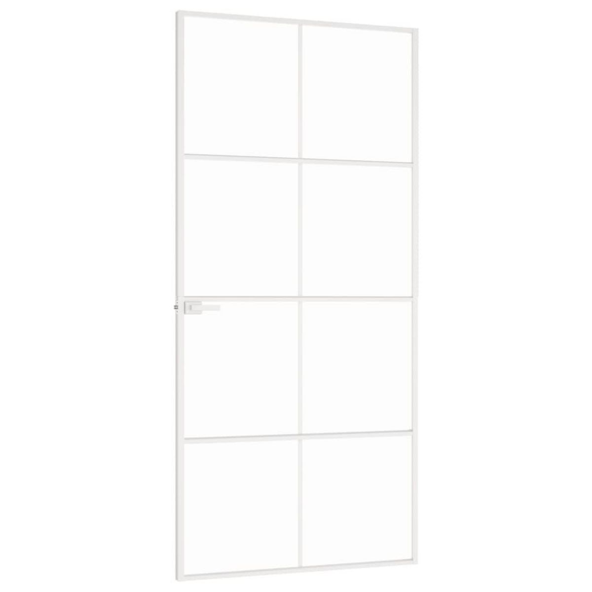 VIDAXL Porte d'interieur Blanc 93x201,5 cm Trempe verre aluminium fin
