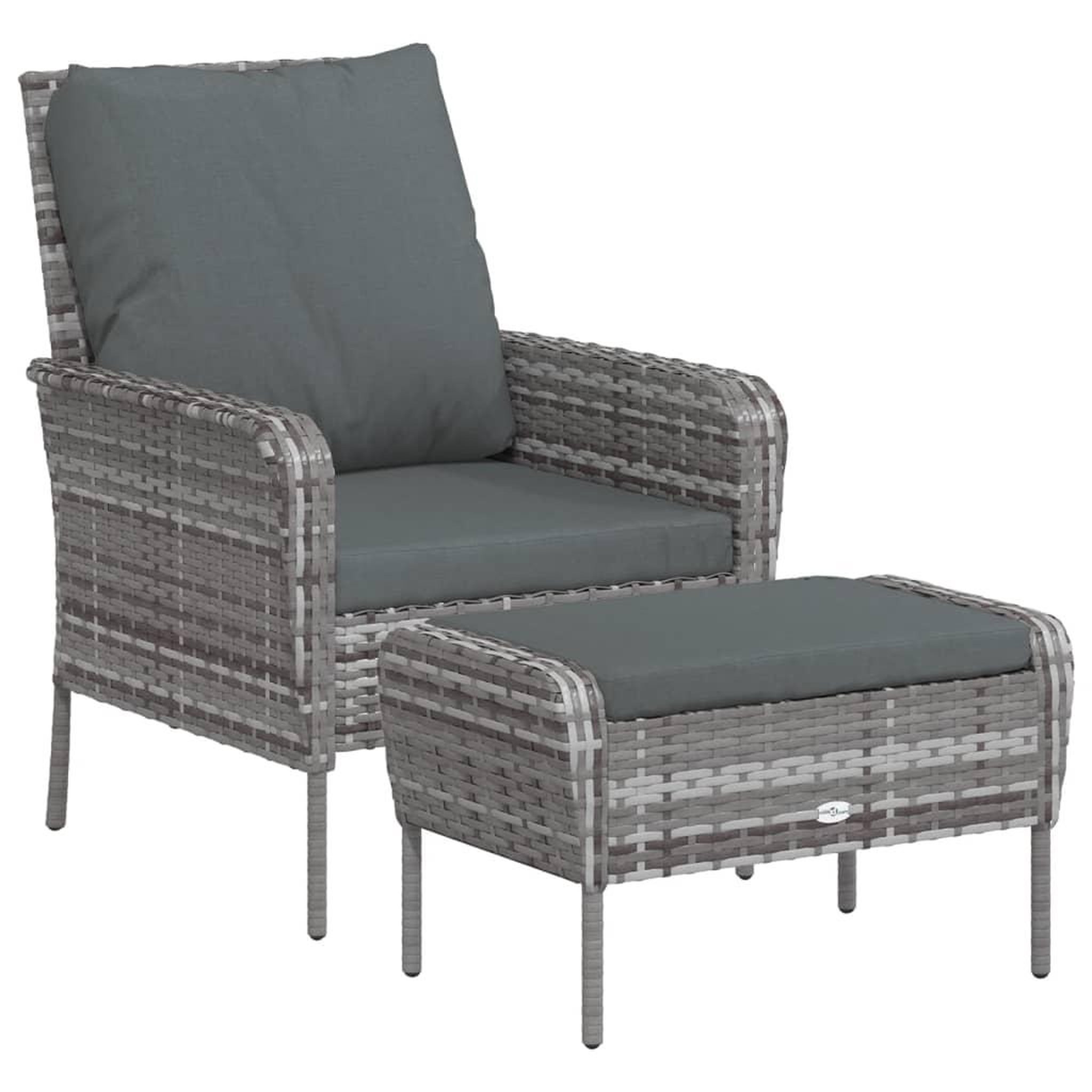 Voir la diapositive 2 : VIDAXL Chaise de jardin avec tabouret gris resine tressee