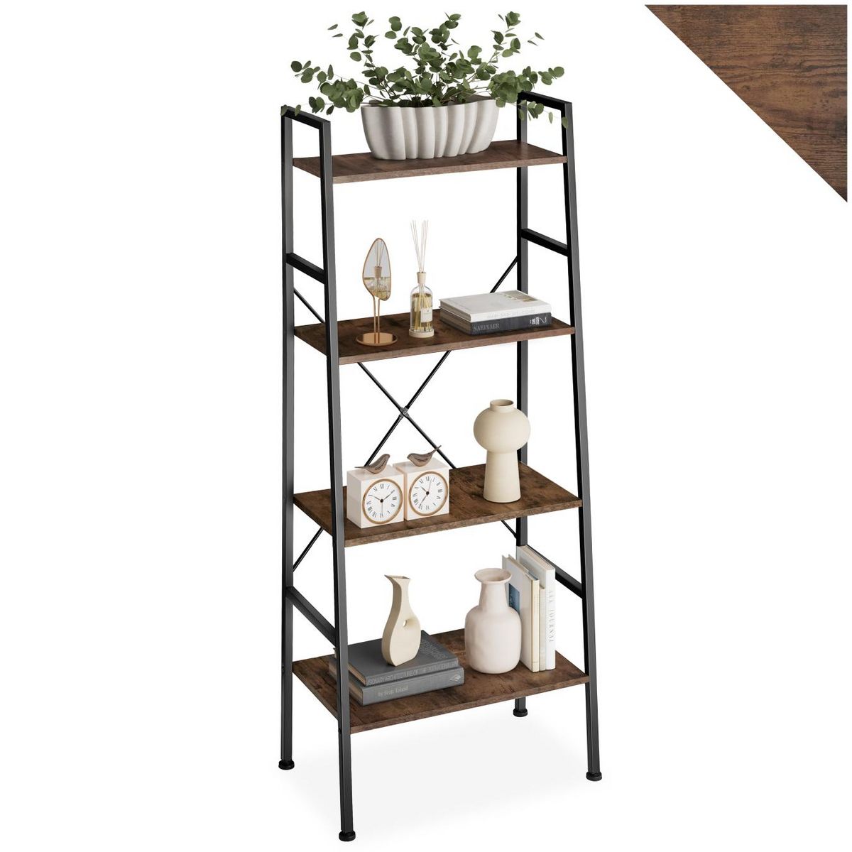 tectake Étagère style industriel Bois foncé industriel, rustique