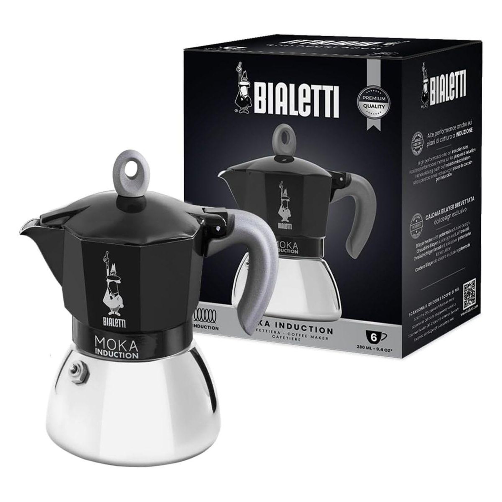 Voir la diapositive 2 : BIALETTI Cafetière italienne moka induction 6 tasses black