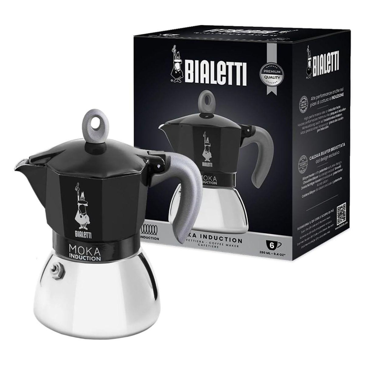 BIALETTI Cafetière italienne Moka induction 6 tasses black