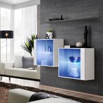 Paris Prix Lot de 2 Vitrines Murales & Étagère  Switch SBIII  130cm Blanc & Gris