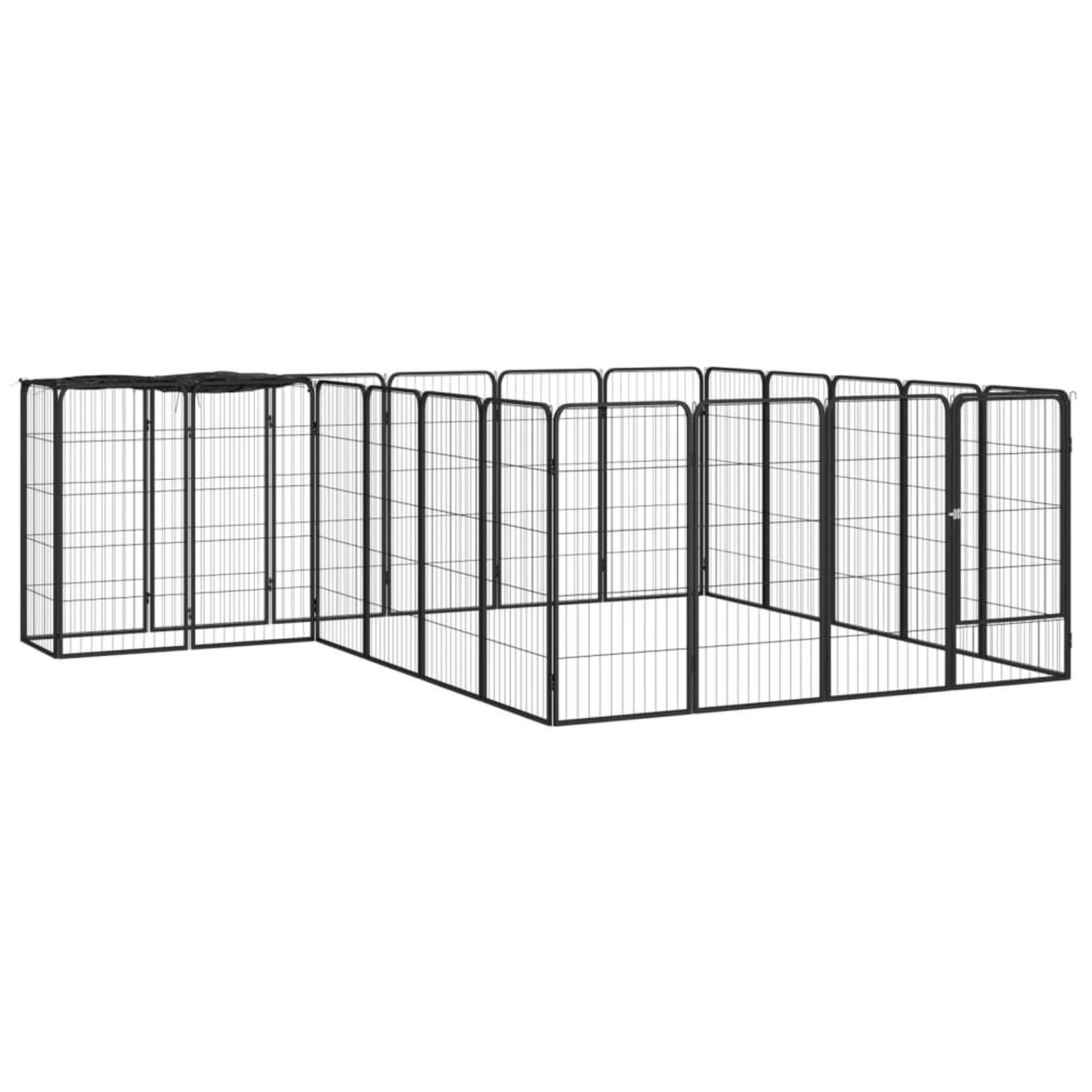 VIDAXL Parc pour chien 22panneaux Noir 50x100cm Acier enduit de poudre