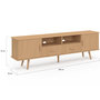 Voir la diapositive 5 : ID MARKET Meuble TV 180 cm JULIETTE 2 portes et 2 tiroirs lattes tasseau bois coloris chêne