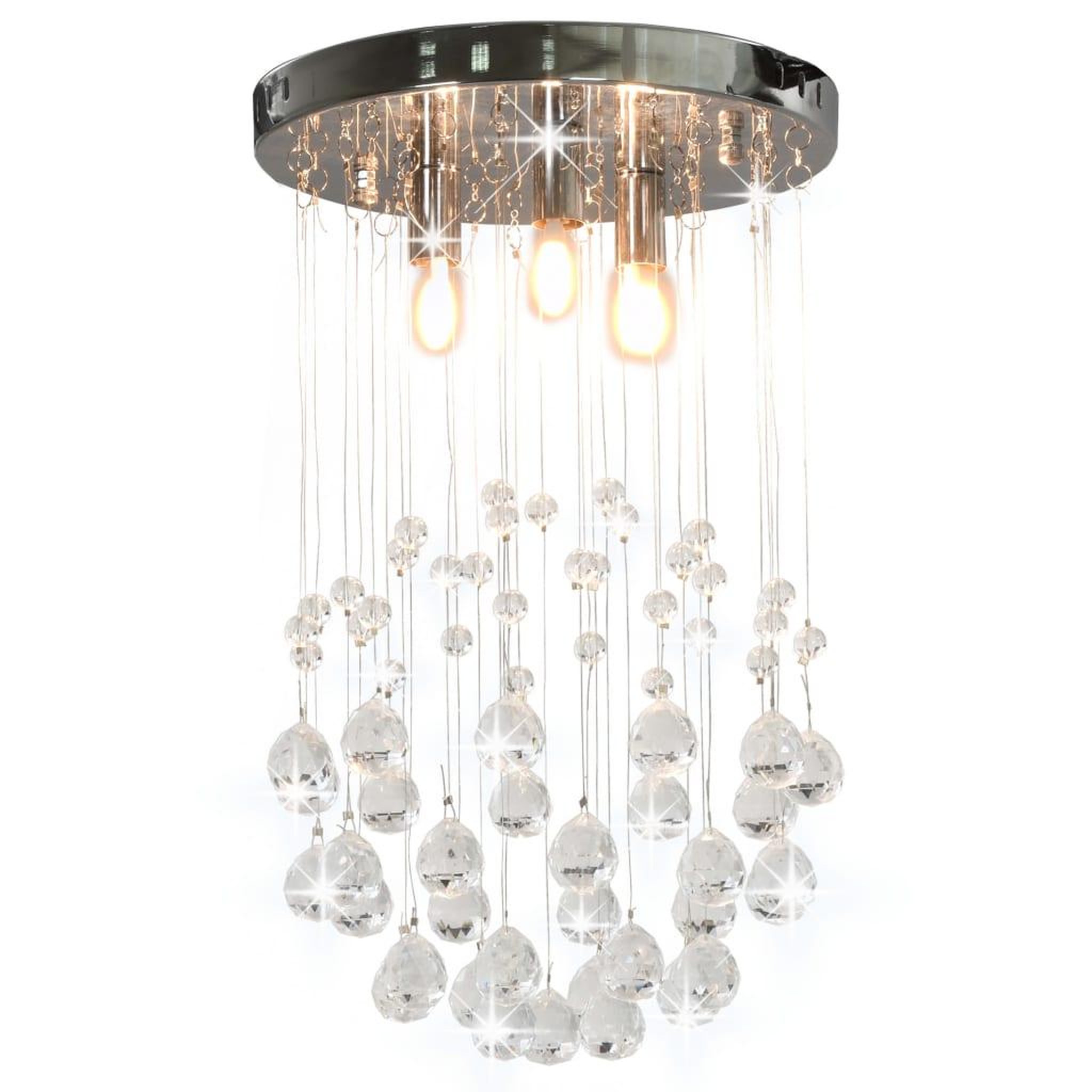 VIDAXL Plafonnier avec perles de cristal Argente Sphere 3 ampoules G9