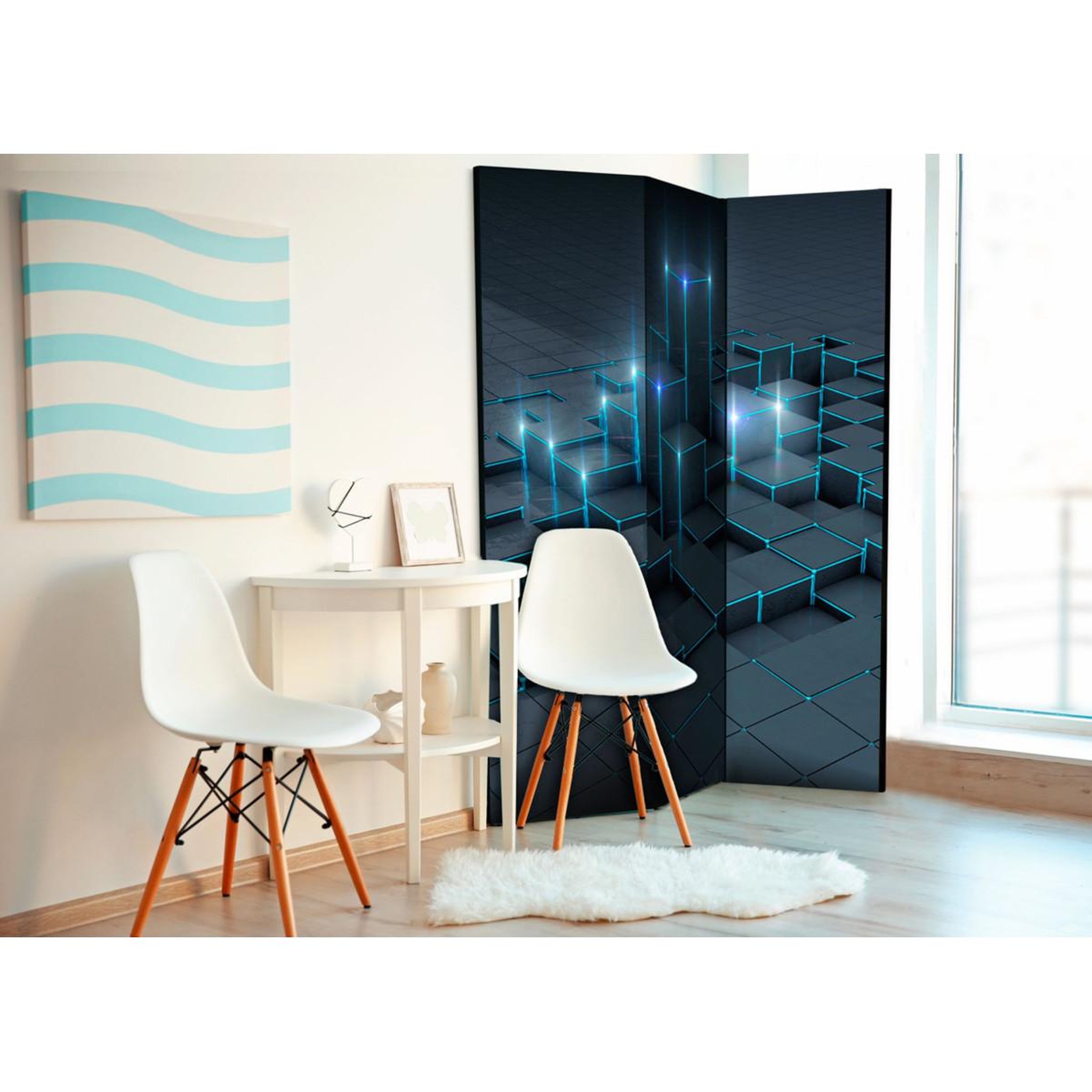 Voir la diapositive 2 : Paris Prix Paravent 3 volets  black city  135x172cm