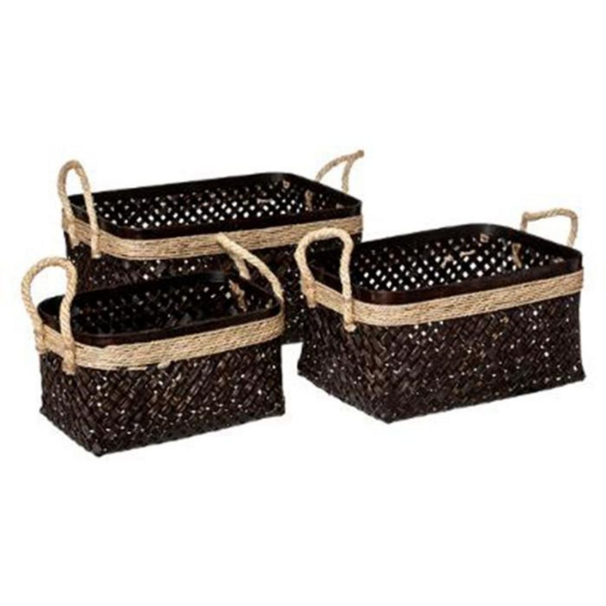 Paris Prix Lot de 3 Paniers de Rangement  Corde  39cm Marron